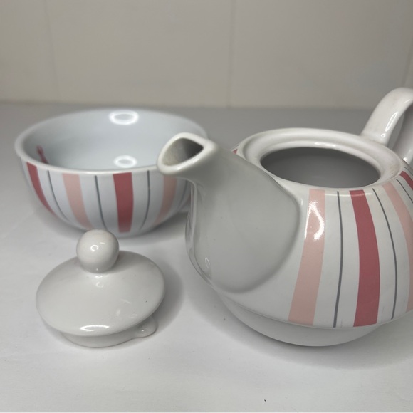 Collectable Hand Painted Pinstripe Graphic With Cancer Ribbon Tea Pot for One - Picture 5 of 8